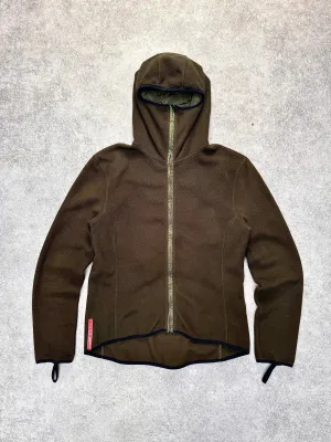 2002 Prada Khaki Balacava Fleece Zip-up Jacket