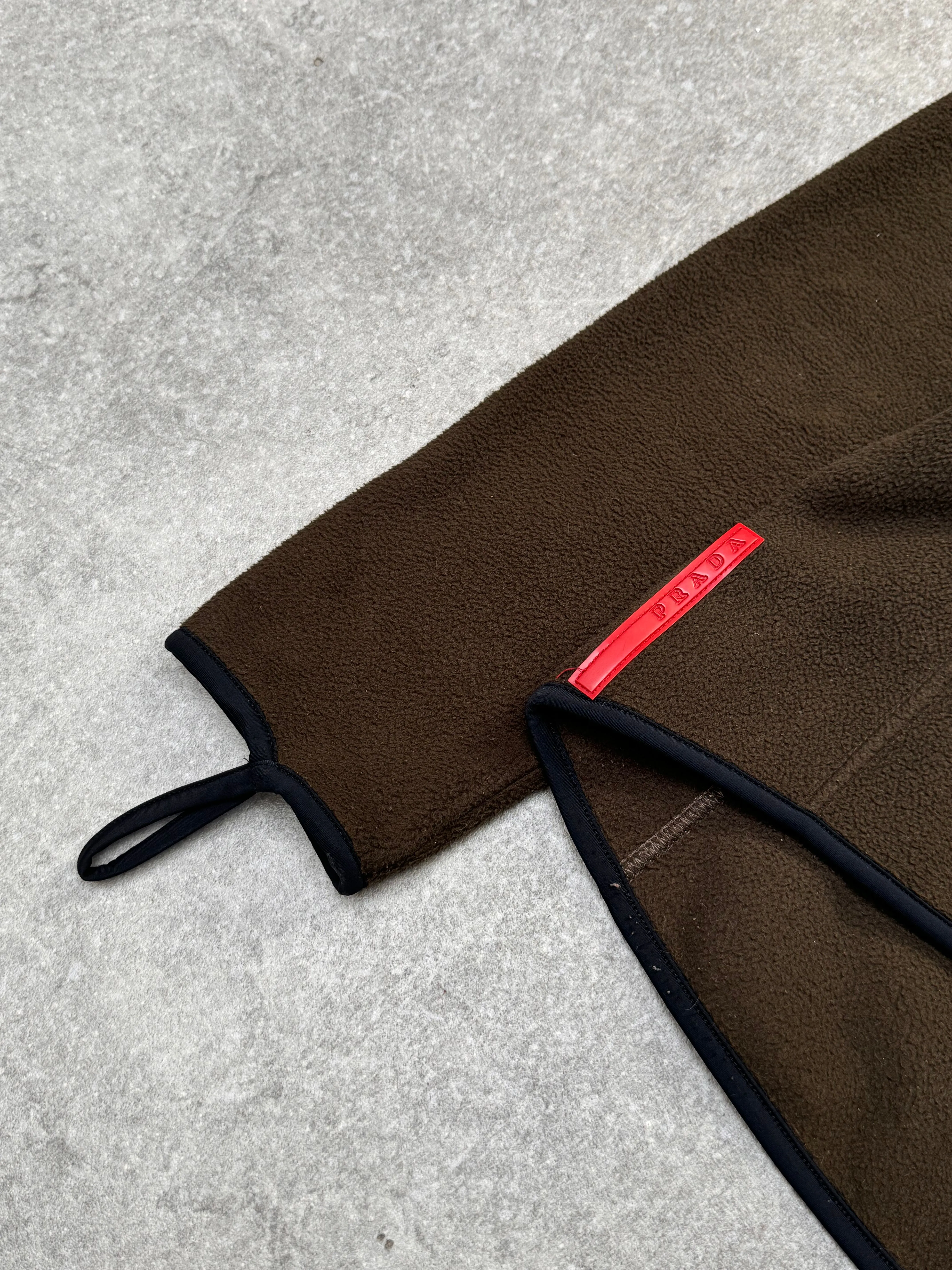 2002 Prada Khaki Balacava Fleece Zip-up Jacket