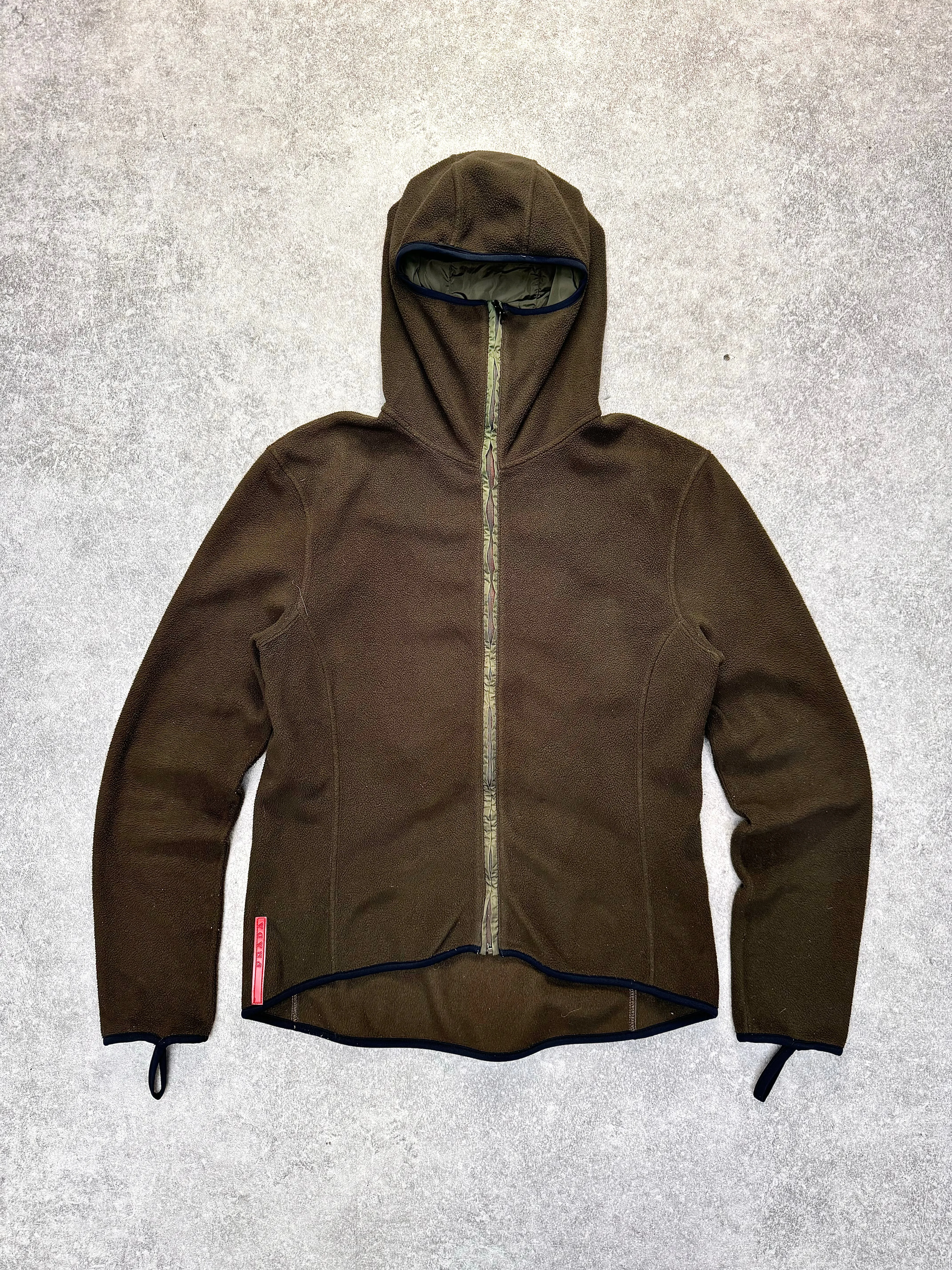 2002 Prada Khaki Balacava Fleece Zip-up Jacket