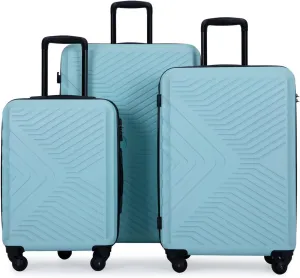 3 Piece Lightweight Spinner Luggage Set with TSA Lock, 20/24/28 Inch Suitcases, Green