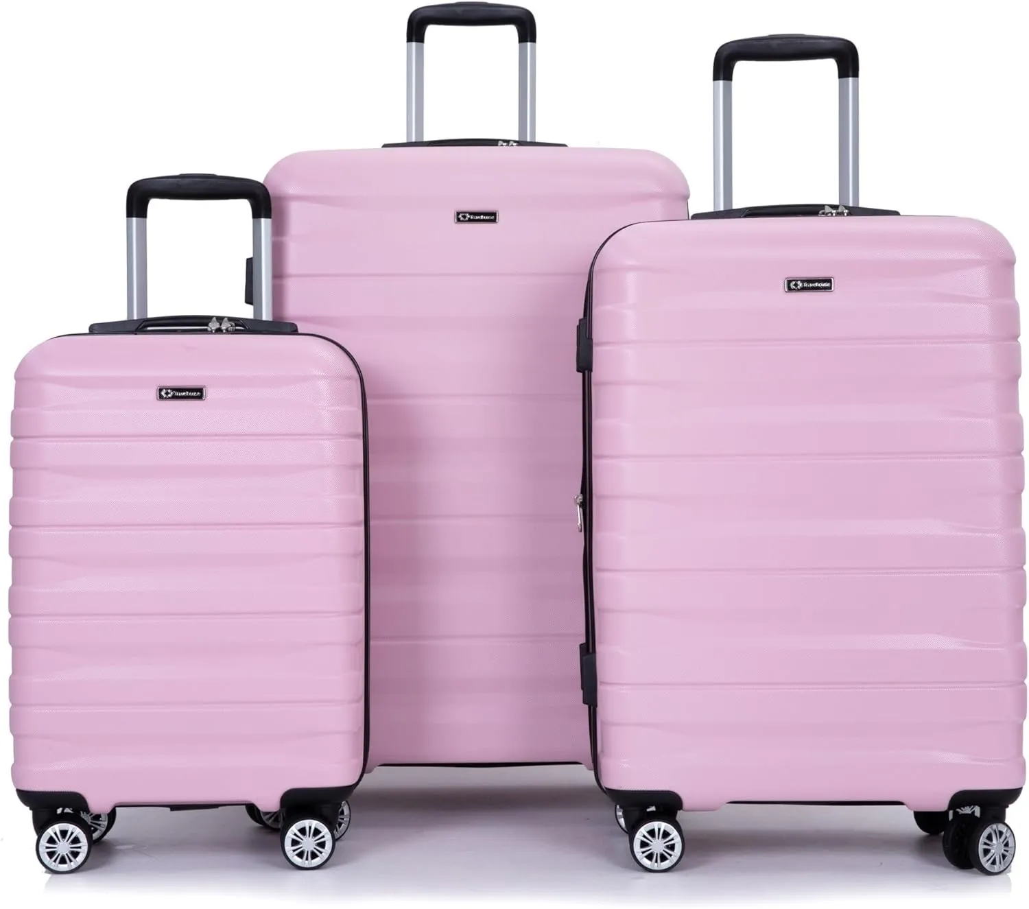3-Piece Luggage Set (21", 25", 29"), Durable & Lightweight Expandable Suitcase with 360 Double Spinner Wheels, Two Hooks and TSA Lock, Carry-On & Checked Travel Gear Set (Pink)