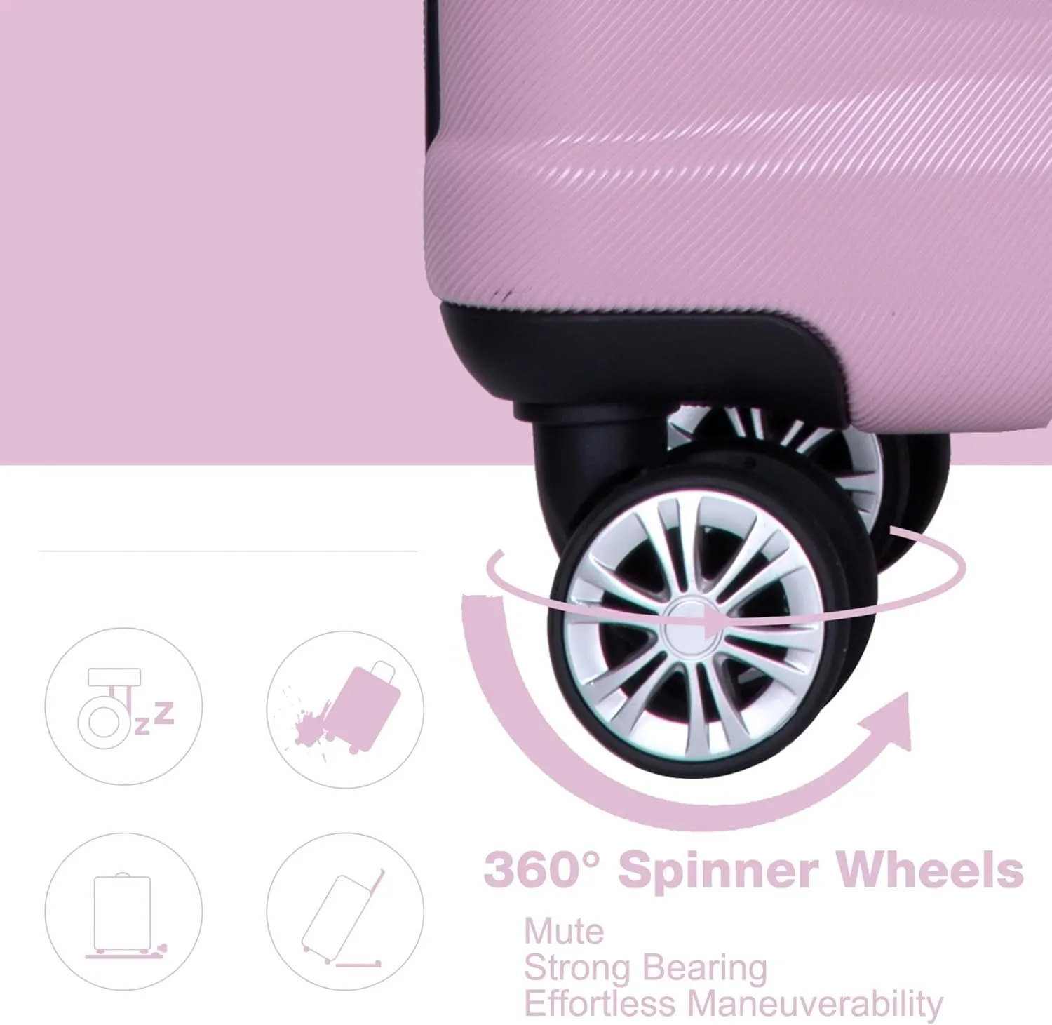 3-Piece Luggage Set (21", 25", 29"), Durable & Lightweight Expandable Suitcase with 360 Double Spinner Wheels, Two Hooks and TSA Lock, Carry-On & Checked Travel Gear Set (Pink)