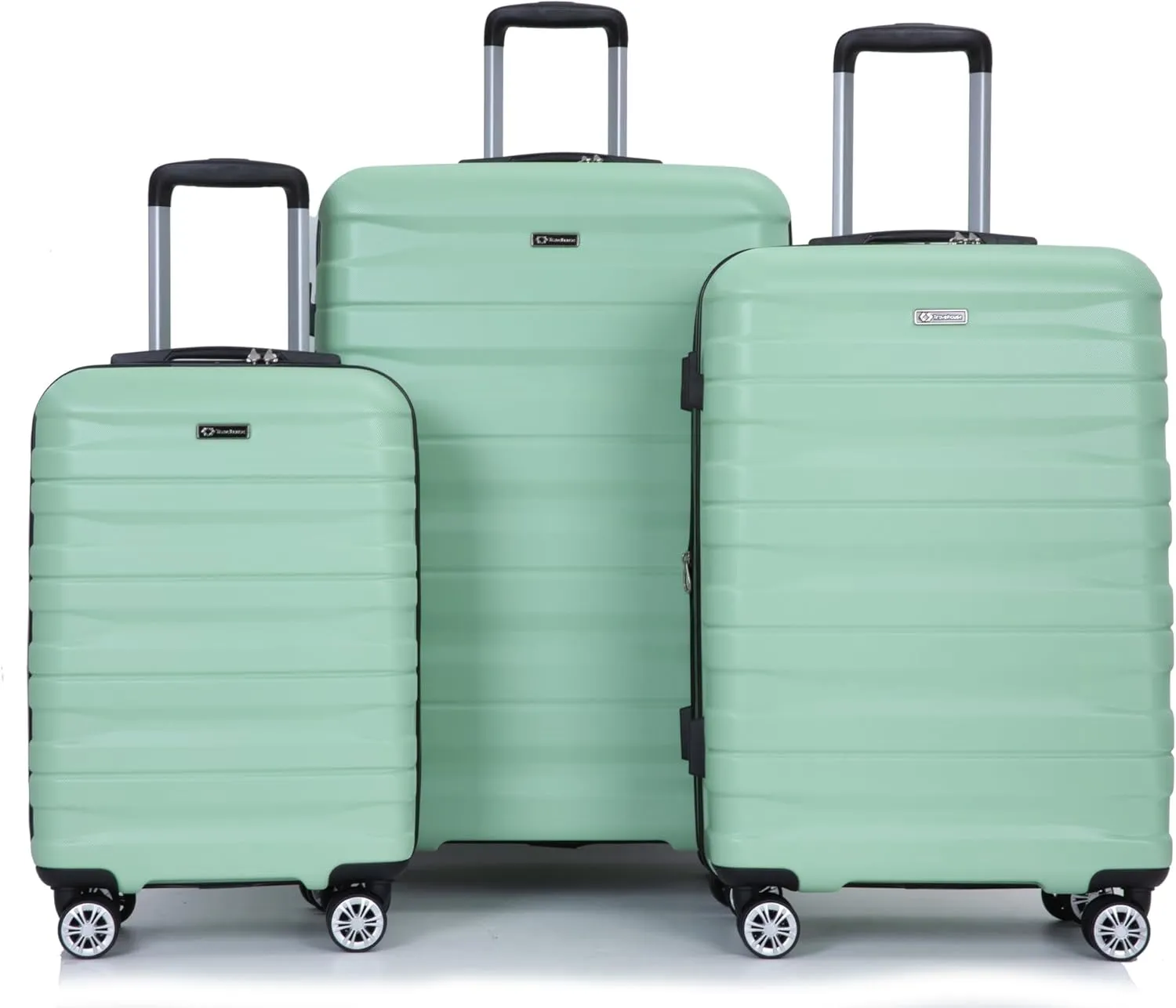 3 Piece Luggage Sets PC Lightweight & Durable Expandable Suitcase with Two Hooks, Double Spinner Wheels, TSA Lock, (21/25/29) Light Green