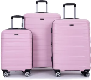 3 Piece Luggage Sets Pc Lightweight & Durable Expandable Suitcase With Two Hooks, Double Spinner Wheels, Tsa Lock, (21/25/29) Pink
