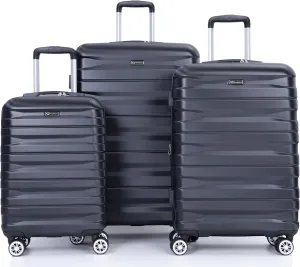 3 Piece Luggage Sets Pc Lightweight,Durable Expandable Suitcase with Two Hooks, Double Spinner Wheels, Tsa Lock, (21,25,29) Black