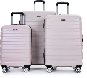 3 Piece Luggage Sets Pc Lightweight,Durable Expandable Suitcase with Two Hooks, Double Spinner Wheels, Tsa Lock, (21,25,29) Sand