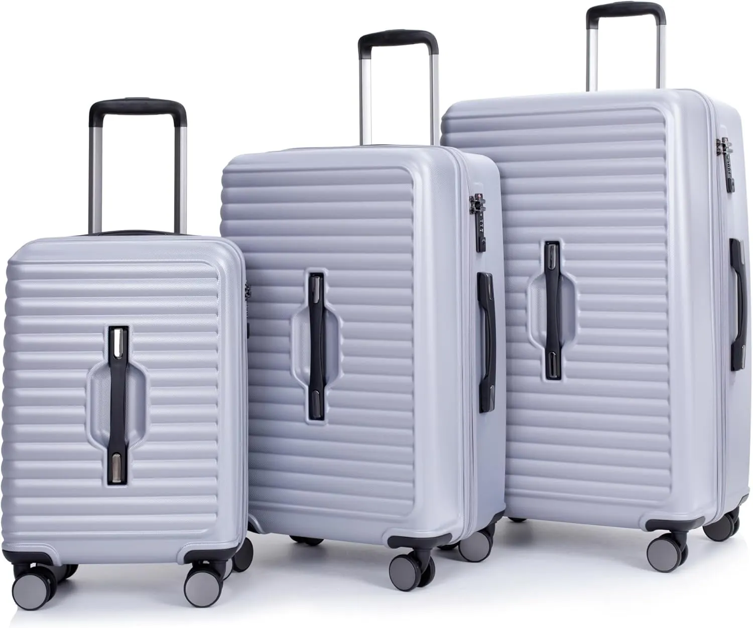 3 Piece Luggage Sets with TSA Lock, Lightweight Suitcase with 2 Hooks and 360 Degree Double Spinner Wheels for Men Women (21in/25in/29in)/(20in/24in/28in) Gray(21/25/29) As Shown One Size