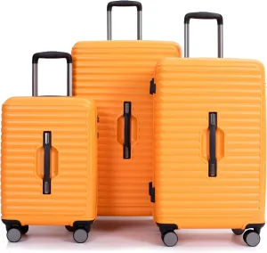 3 Piece Luggage Sets with TSA Lock, Lightweight Suitcase with 2 Hooks and 360 Degree Double Spinner Wheels for Men Women (21in/25in/29in)/(20in/24in/28in) Orange(20/24/28) As Shown One Size