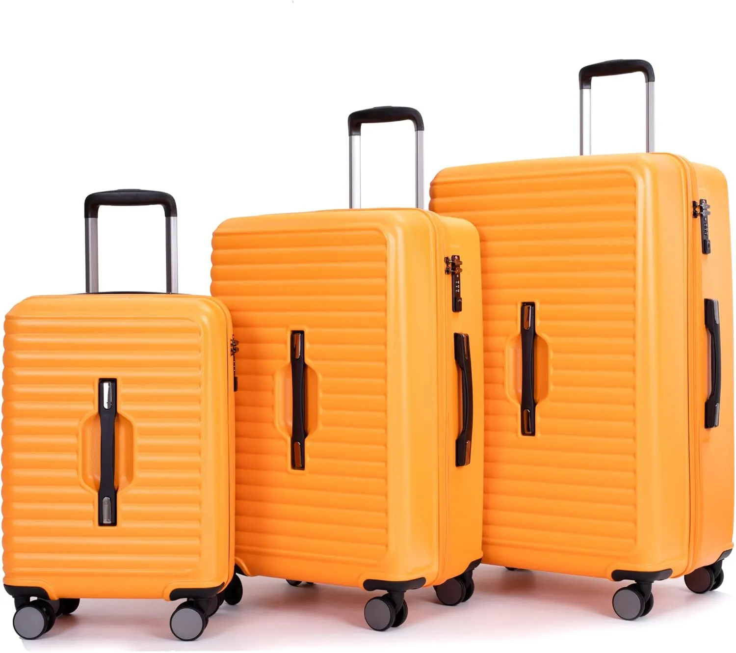 3 Piece Luggage Sets with TSA Lock, Lightweight Suitcase with 2 Hooks and 360 Degree Double Spinner Wheels for Men Women (21in/25in/29in)/(20in/24in/28in) Orange(20/24/28) As Shown One Size