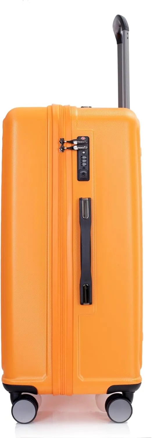 3 Piece Luggage Sets with TSA Lock, Lightweight Suitcase with 2 Hooks and 360 Degree Double Spinner Wheels for Men Women (21in/25in/29in)/(20in/24in/28in) Orange(20/24/28) As Shown One Size