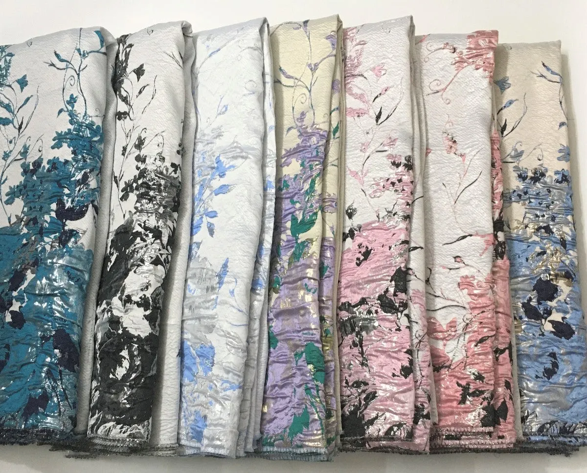 5 YARDS / 4 COLORS / Serenity Floral Viscose Jacquard Brocade Woven Fashion Jacket Dress Fabric