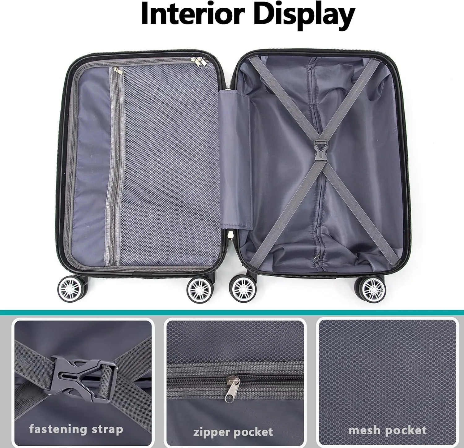 ABS Hard Shell 3-Piece Luggage Set(20/24/28) with 360Rotating Wheel and TSA Lock Men and Women Effortless Mobility Carry,Ideal for Business Trips and Family Getaways (Black)