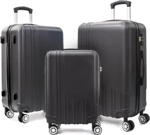 ABS Hard Shell 3-Piece Luggage Set(20/24/28) with 360Rotating Wheel and TSA Lock Men and Women Effortless Mobility Carry,Ideal for Business Trips and Family Getaways (Black)