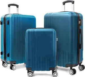 ABS Hard Shell 3-Piece Luggage Set(20/24/28) with 360Rotating Wheel and TSA Lock Men and Women Effortless Mobility Carry,Ideal for Business Trips and Family Getaways (Dark Blue-2)