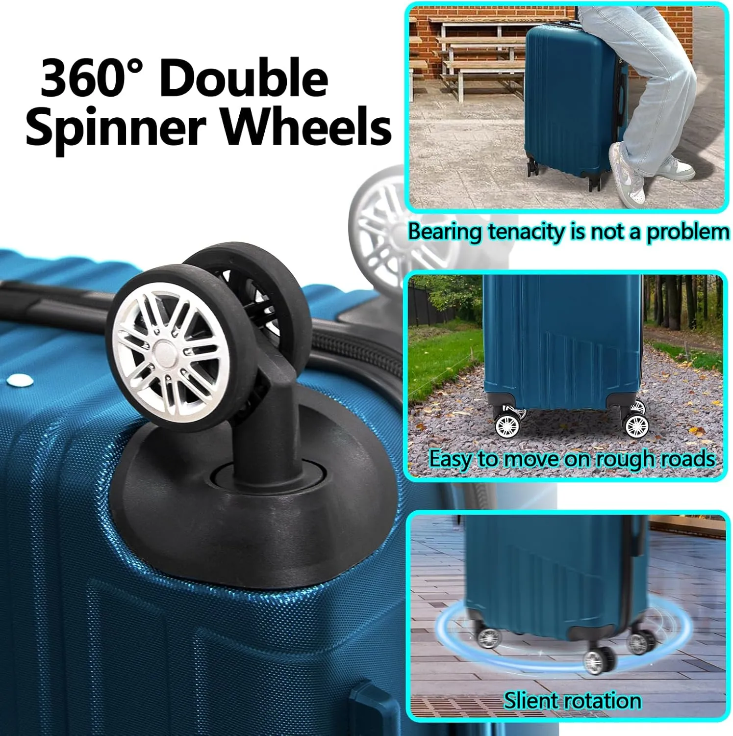 ABS Hard Shell 3-Piece Luggage Set(20/24/28) with 360Rotating Wheel and TSA Lock Men and Women Effortless Mobility Carry,Ideal for Business Trips and Family Getaways (Dark Blue-2)