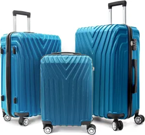 ABS Hard Shell 3-Piece Luggage Set(20/24/28) with 360Rotating Wheel and TSA Lock Men and Women Effortless Mobility Carry,Ideal for Business Trips and Family Getaways (Dark Blue)