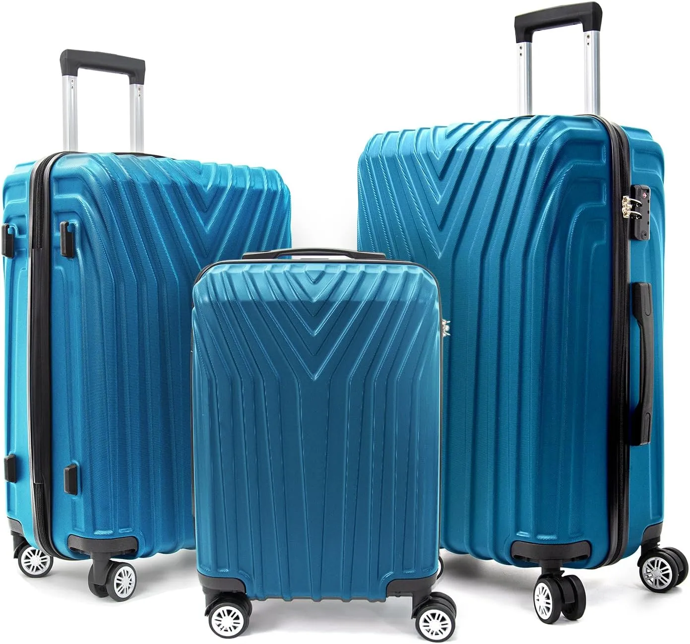 ABS Hard Shell 3-Piece Luggage Set(20/24/28) with 360Rotating Wheel and TSA Lock Men and Women Effortless Mobility Carry,Ideal for Business Trips and Family Getaways (Dark Blue)