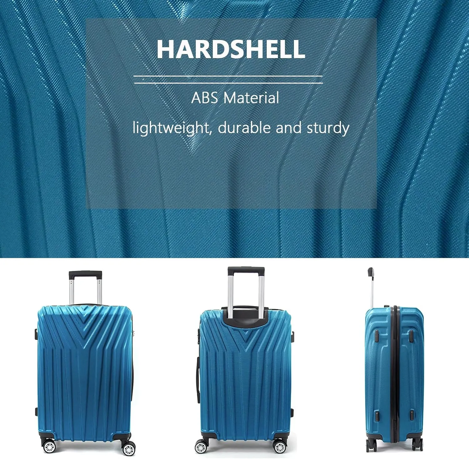 ABS Hard Shell 3-Piece Luggage Set(20/24/28) with 360Rotating Wheel and TSA Lock Men and Women Effortless Mobility Carry,Ideal for Business Trips and Family Getaways (Dark Blue)