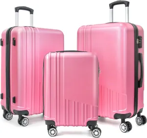 ABS Hard Shell 3-Piece Luggage Set(20/24/28) with 360Rotating Wheel and TSA Lock Men and Women Effortless Mobility Carry,Ideal for Business Trips and Family Getaways (Pink-2)