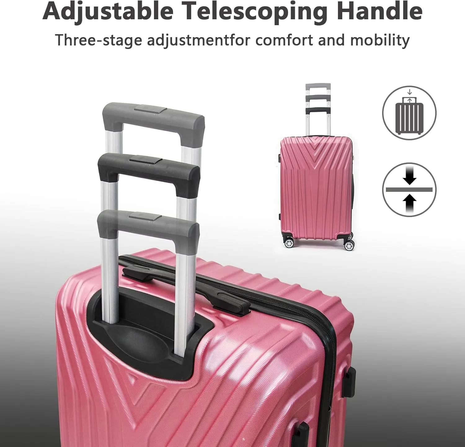 ABS Hard Shell 3-Piece Luggage Set(20/24/28) with 360Rotating Wheel and TSA Lock Men and Women Effortless Mobility Carry,Ideal for Business Trips and Family Getaways (Pink)