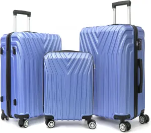 ABS Hard Shell 3-Piece Luggage Set(20/24/28) with 360Rotating Wheel and TSA Lock Men and Women Effortless Mobility Carry,Ideal for Business Trips and Family Getaways (Purple)
