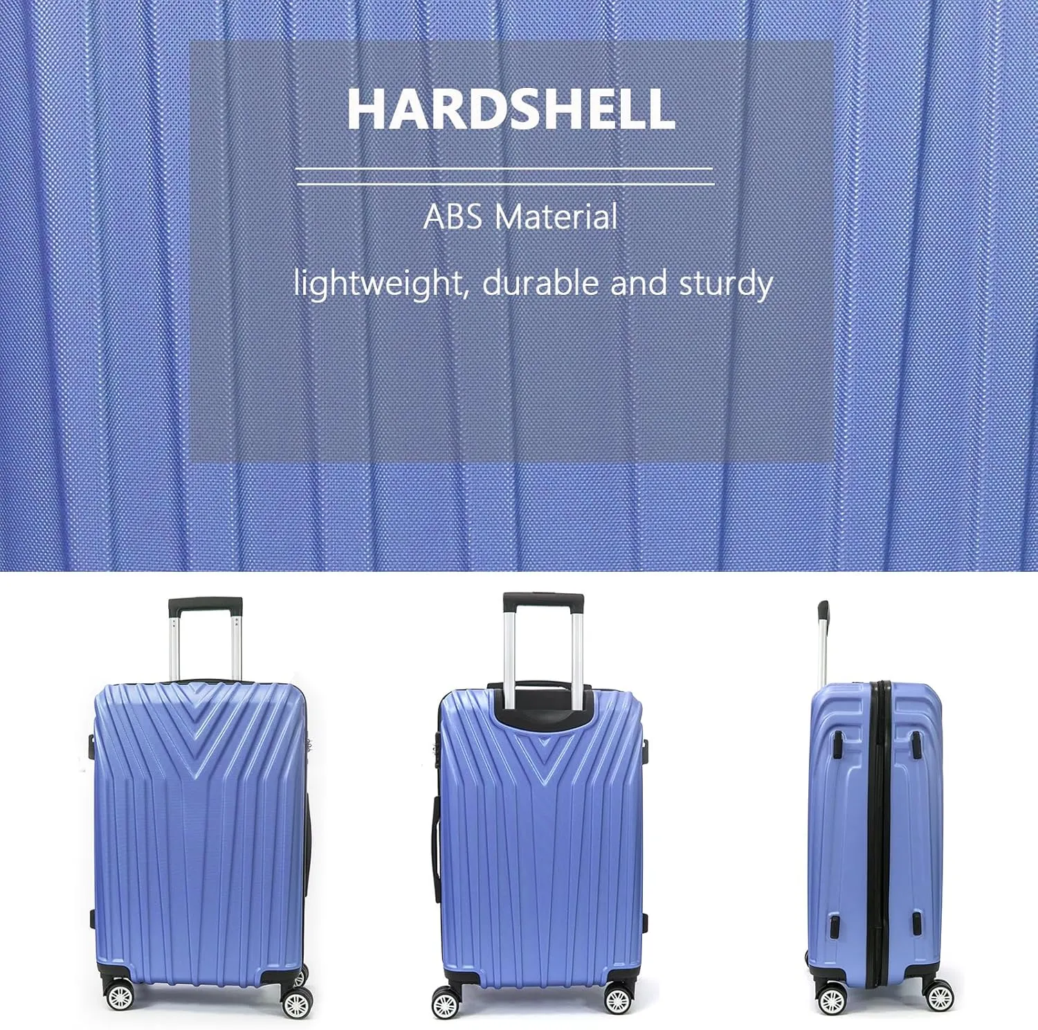 ABS Hard Shell 3-Piece Luggage Set(20/24/28) with 360Rotating Wheel and TSA Lock Men and Women Effortless Mobility Carry,Ideal for Business Trips and Family Getaways (Purple)