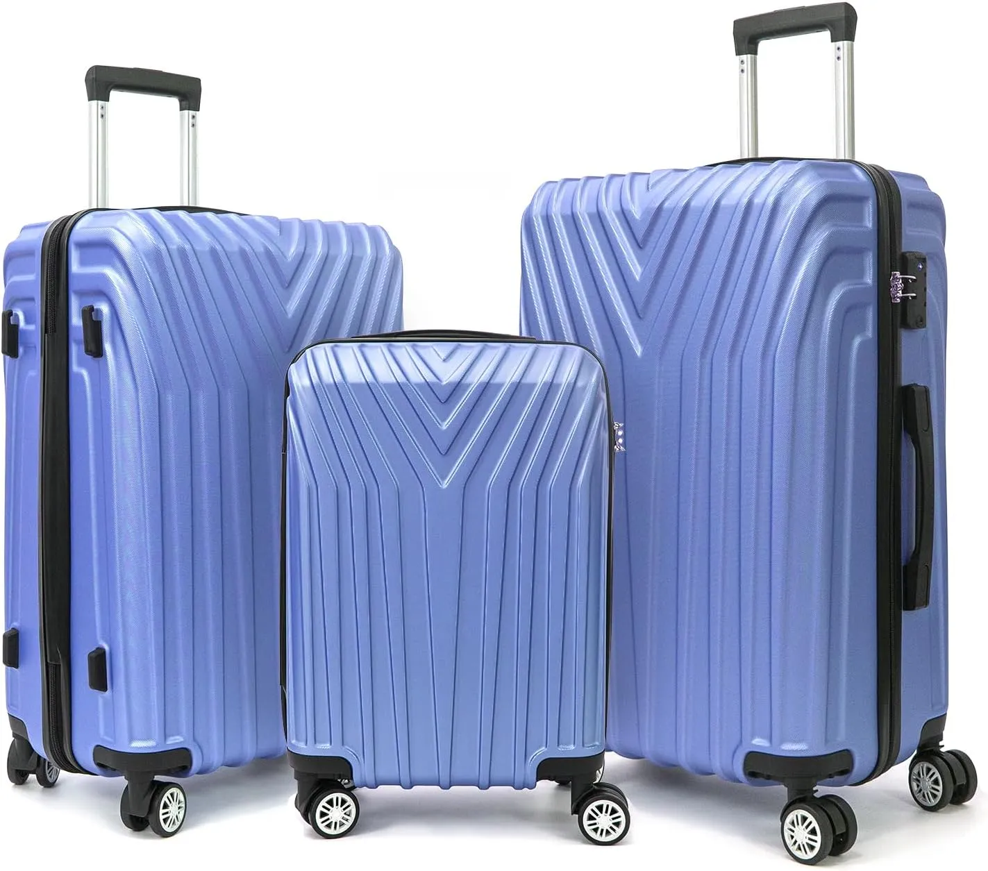 ABS Hard Shell 3-Piece Luggage Set(20/24/28) with 360Rotating Wheel and TSA Lock Men and Women Effortless Mobility Carry,Ideal for Business Trips and Family Getaways (Purple)