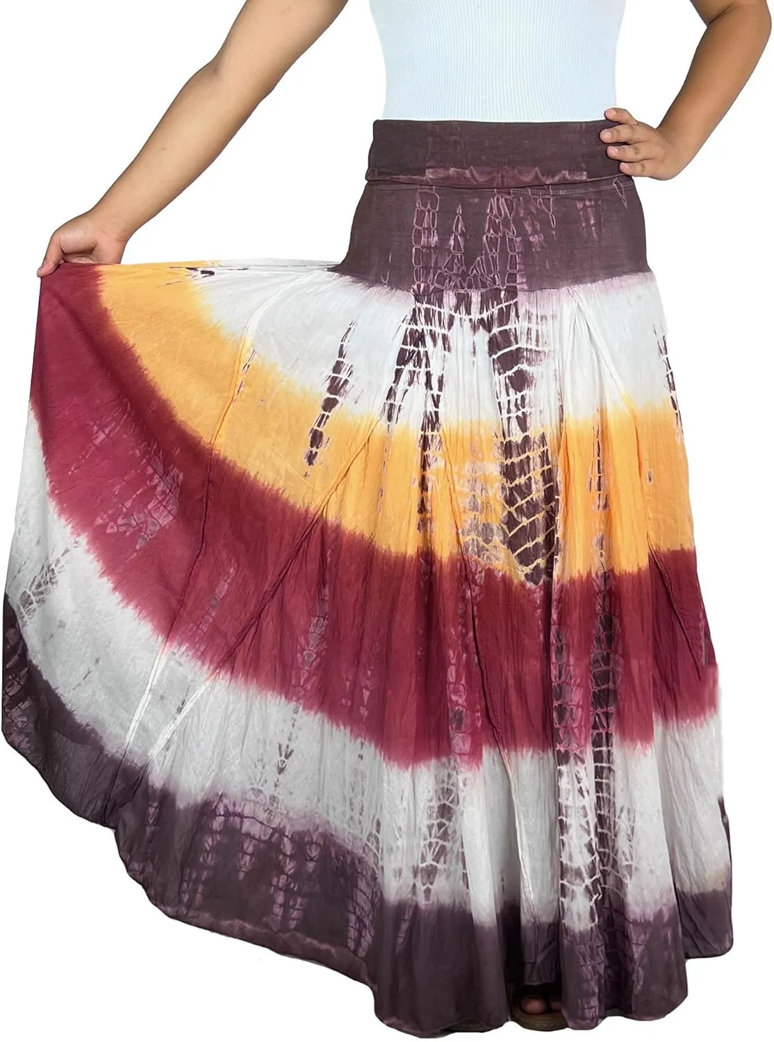 Agan Traders Women's 2025 Summer Tie-dye High Waistband Bohemian Maxi Skirt - A Line Flared Long Skirts for Women