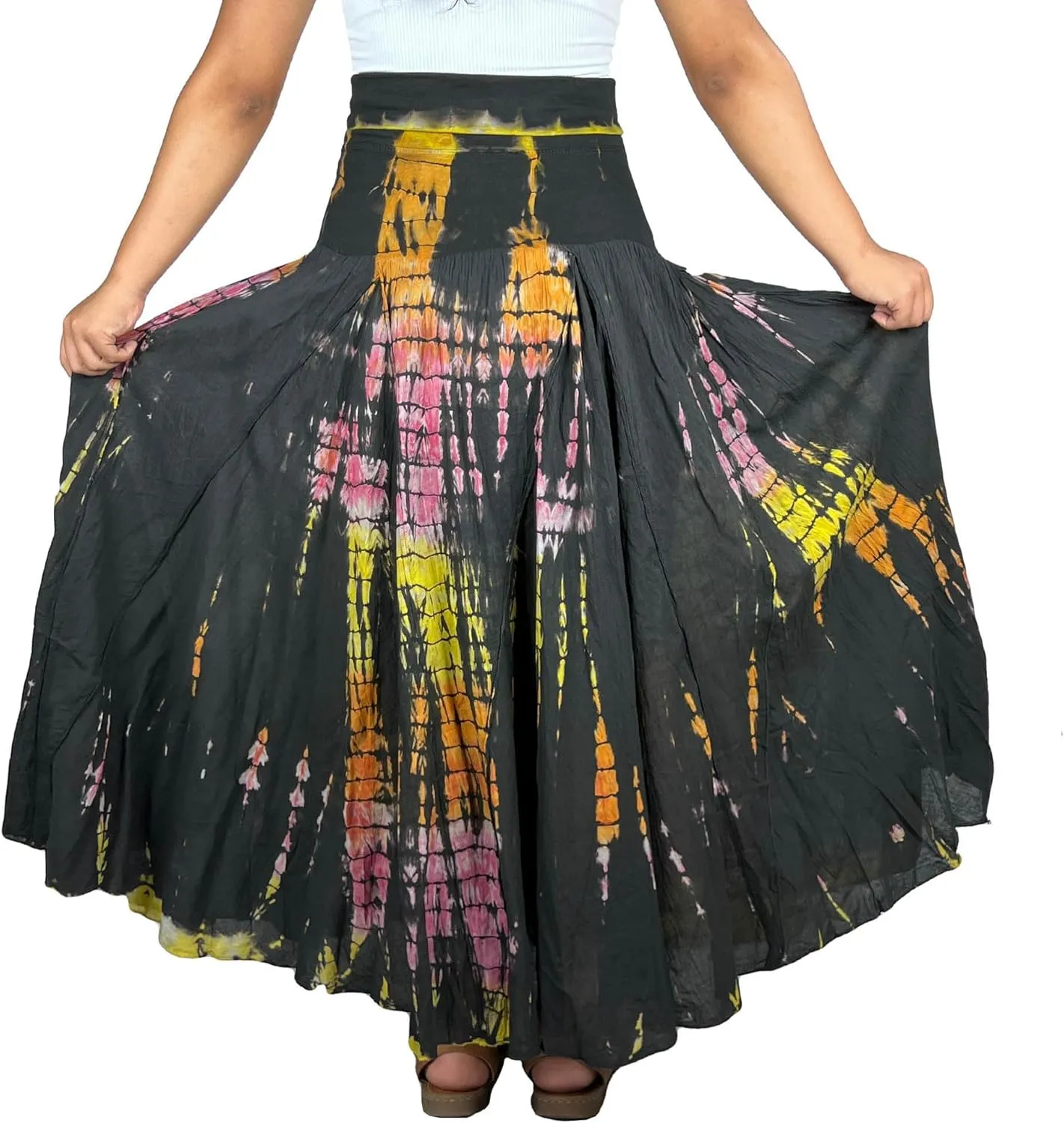 Agan Traders Women's 2025 Summer Tie-dye High Waistband Bohemian Maxi Skirt - A Line Flared Long Skirts for Women