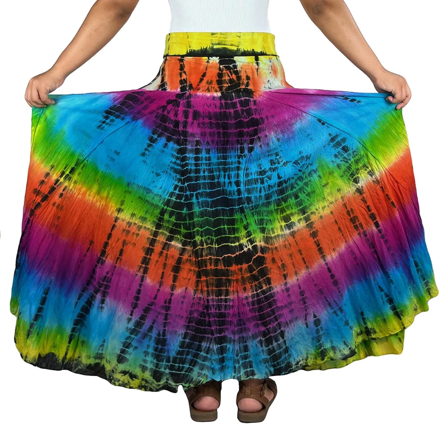 Agan Traders Women's 2025 Summer Tie-dye High Waistband Bohemian Maxi Skirt - A Line Flared Long Skirts for Women