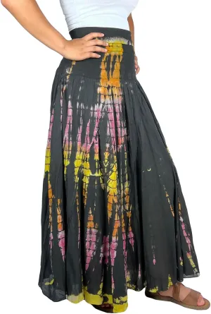 Agan Traders Women's 2025 Summer Tie-dye High Waistband Bohemian Maxi Skirt - A Line Flared Long Skirts for Women