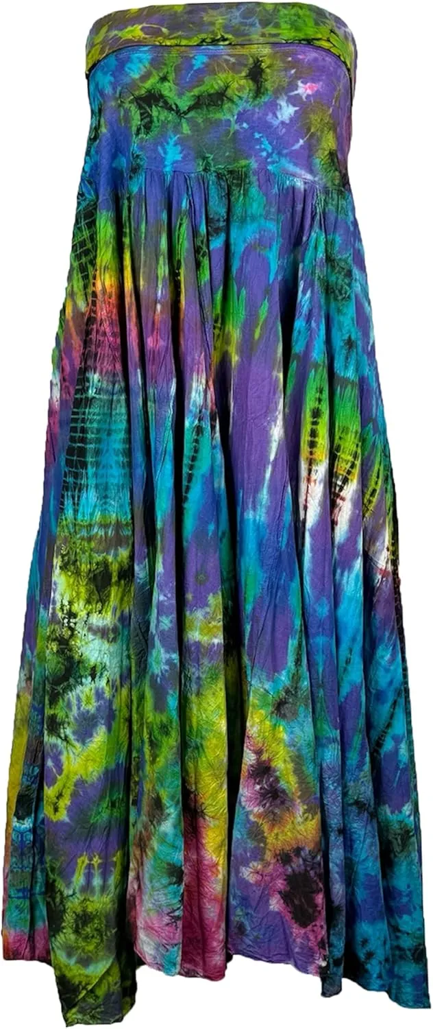 Agan Traders Women's 2025 Summer Tie-dye High Waistband Bohemian Maxi Skirt - A Line Flared Long Skirts for Women