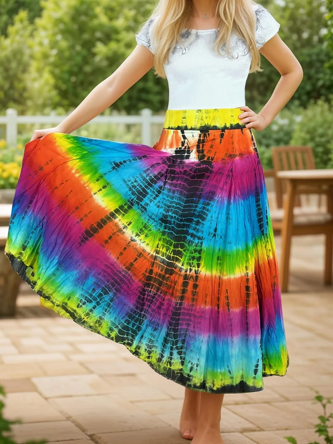 Agan Traders Women's 2025 Summer Tie-dye High Waistband Bohemian Maxi Skirt - A Line Flared Long Skirts for Women