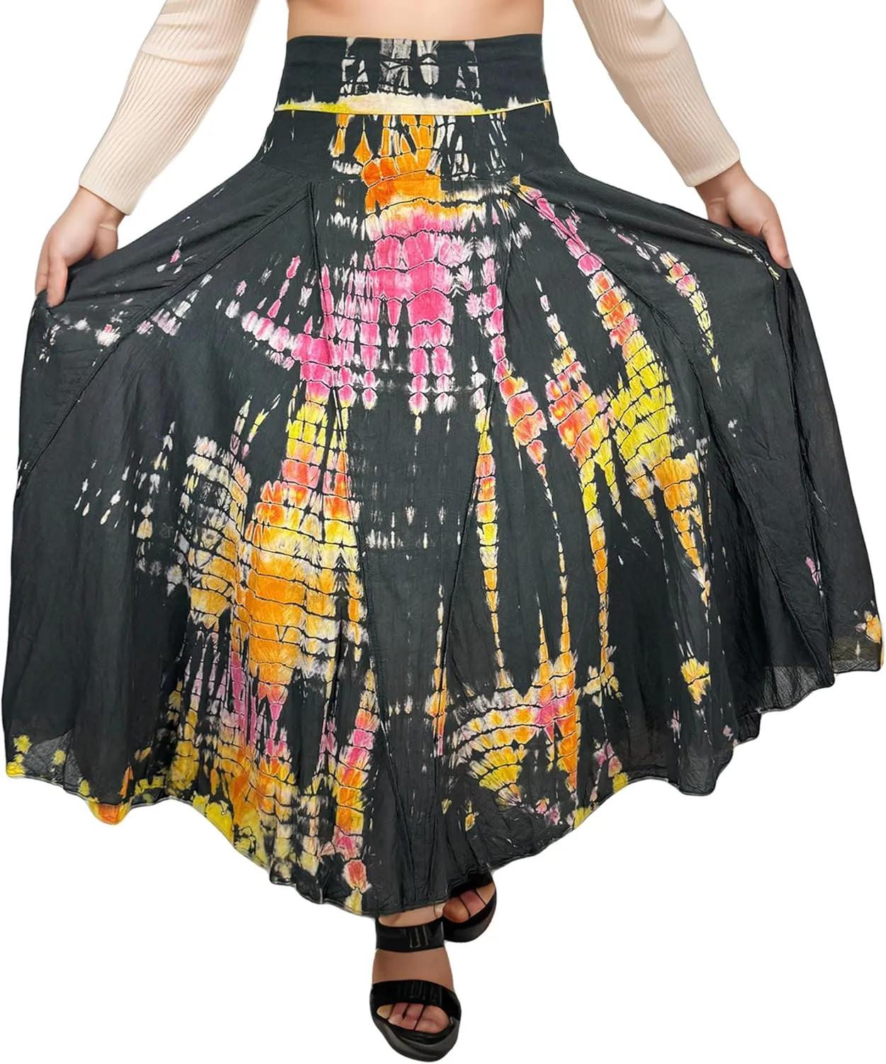 Agan Traders Women's 2025 Summer Tie-dye High Waistband Bohemian Maxi Skirt - A Line Flared Long Skirts for Women