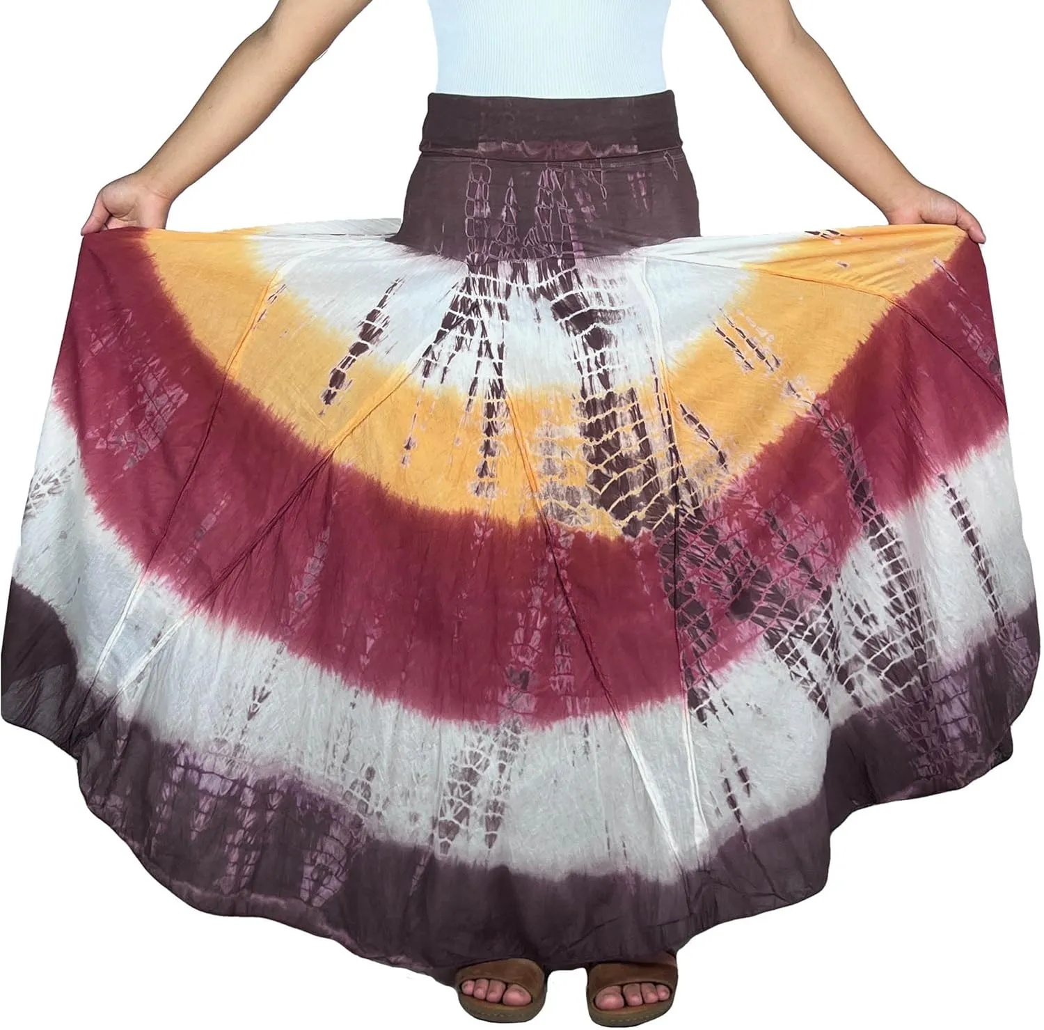 Agan Traders Women's 2025 Summer Tie-dye High Waistband Bohemian Maxi Skirt - A Line Flared Long Skirts for Women