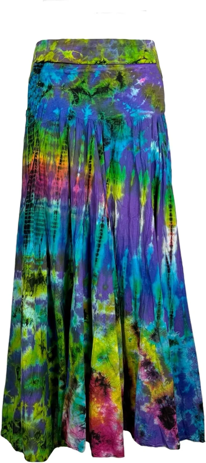 Agan Traders Women's 2025 Summer Tie-dye High Waistband Bohemian Maxi Skirt - A Line Flared Long Skirts for Women