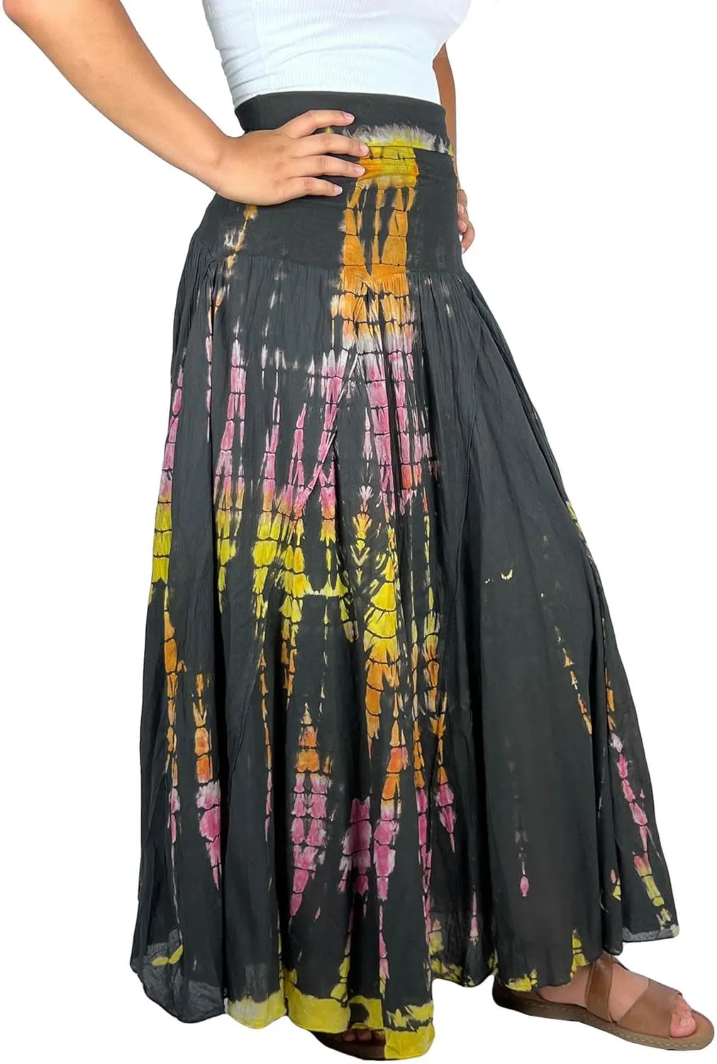 Agan Traders Women's 2025 Summer Tie-dye High Waistband Bohemian Maxi Skirt - A Line Flared Long Skirts for Women