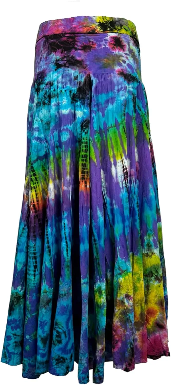 Agan Traders Women's 2025 Summer Tie-dye High Waistband Bohemian Maxi Skirt - A Line Flared Long Skirts for Women