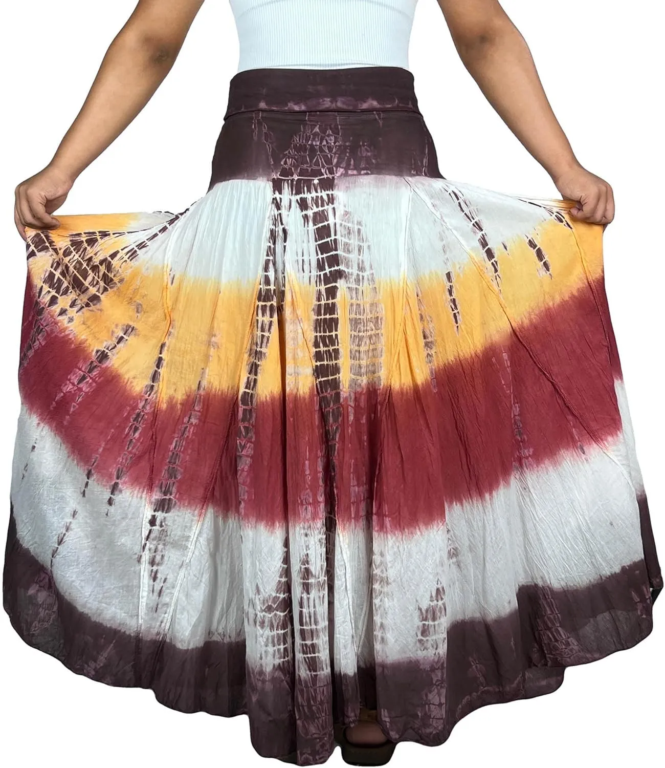 Agan Traders Women's 2025 Summer Tie-dye High Waistband Bohemian Maxi Skirt - A Line Flared Long Skirts for Women