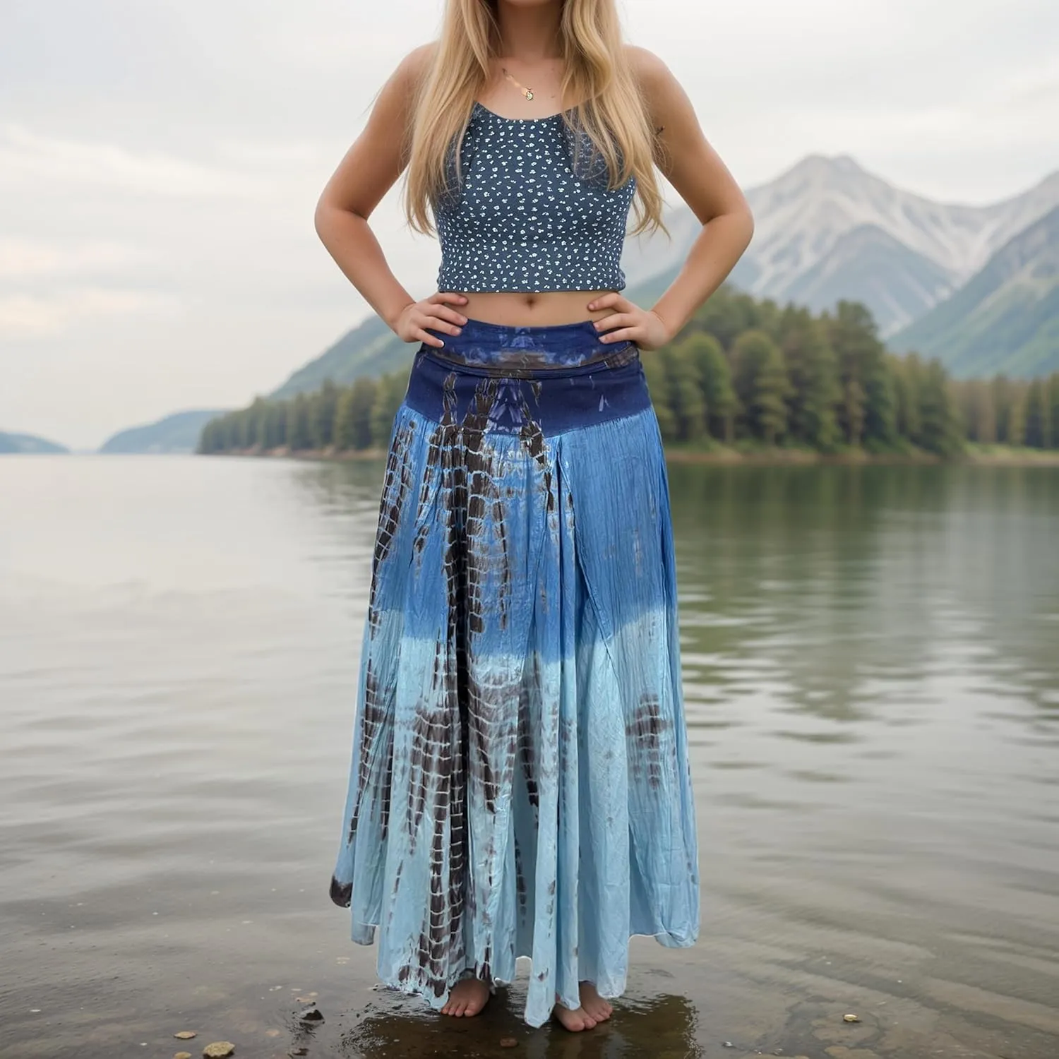 Agan Traders Women's 2025 Summer Tie-dye High Waistband Bohemian Maxi Skirt - A Line Flared Long Skirts for Women