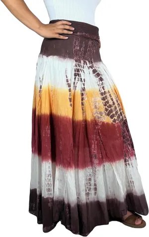 Agan Traders Women's 2025 Summer Tie-dye High Waistband Bohemian Maxi Skirt - A Line Flared Long Skirts for Women