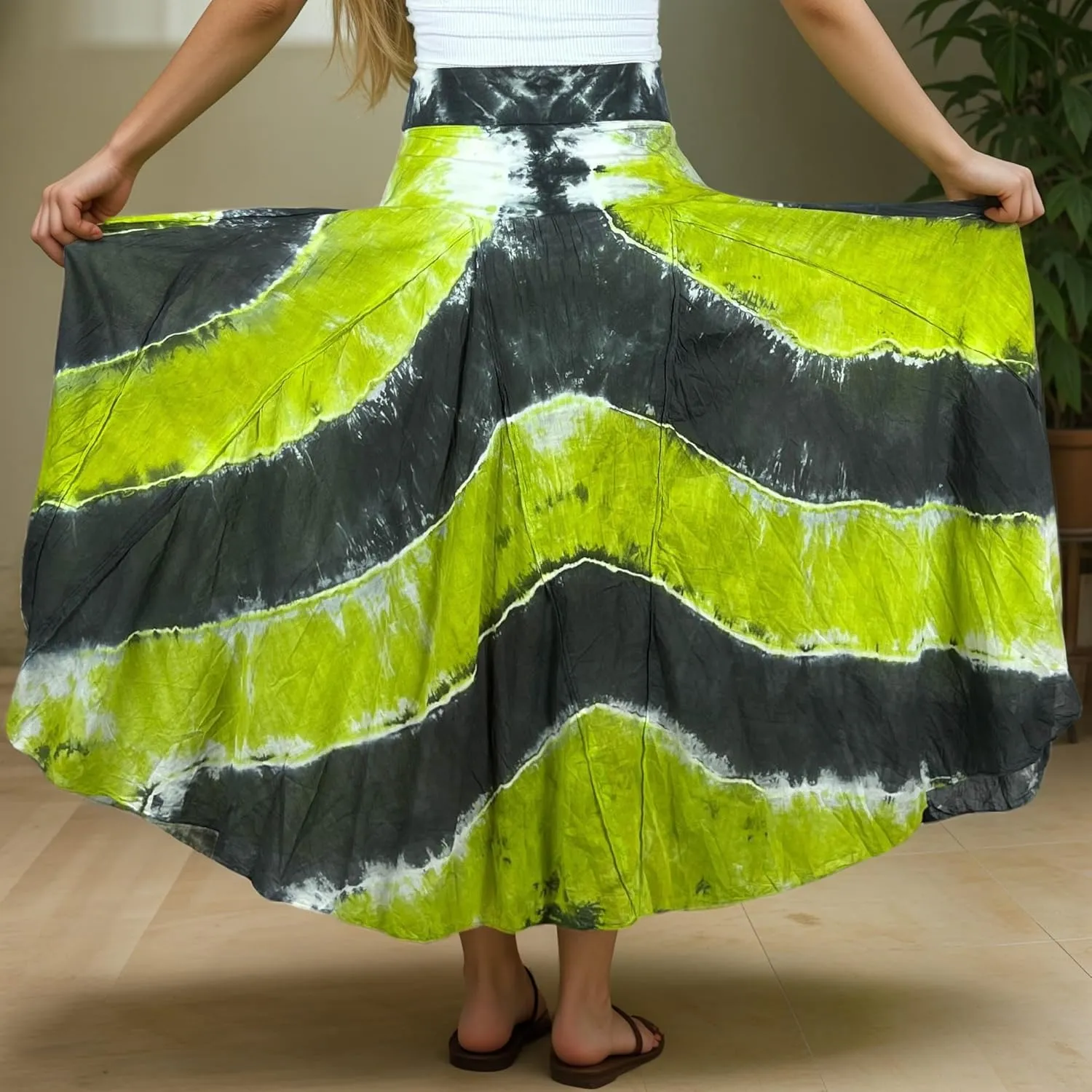 Agan Traders Women's 2025 Summer Tie-dye High Waistband Bohemian Maxi Skirt - A Line Flared Long Skirts for Women