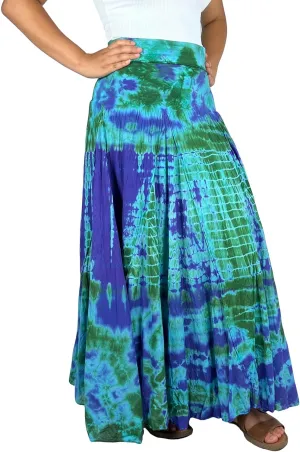 Agan Traders Women's 2025 Summer Tie-dye High Waistband Bohemian Maxi Skirt - A Line Flared Long Skirts for Women