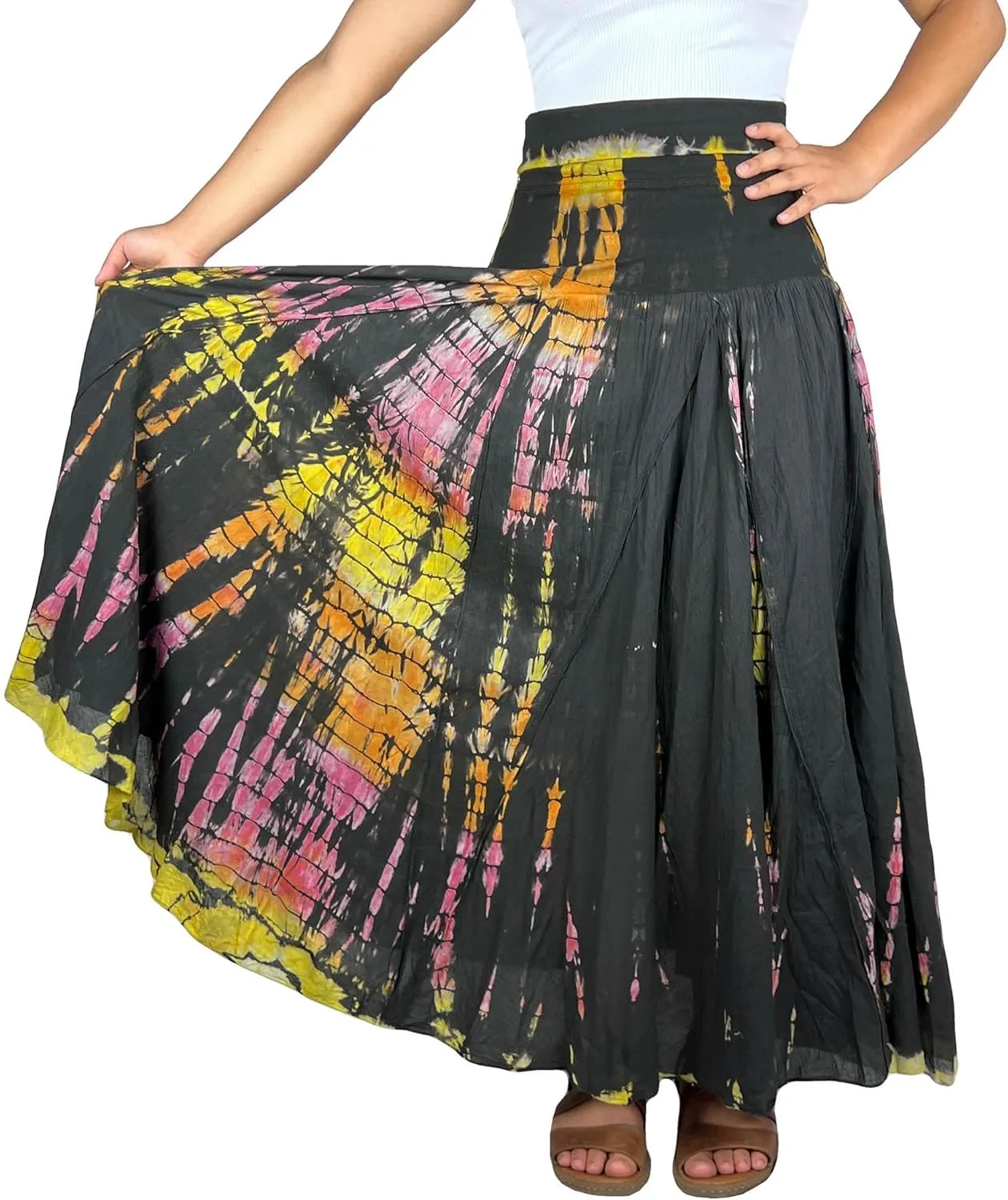 Agan Traders Women's 2025 Summer Tie-dye High Waistband Bohemian Maxi Skirt - A Line Flared Long Skirts for Women