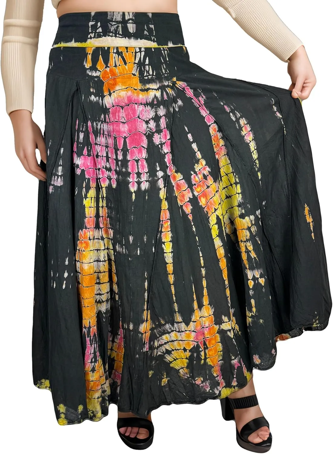Agan Traders Women's 2025 Summer Tie-dye High Waistband Bohemian Maxi Skirt - A Line Flared Long Skirts for Women