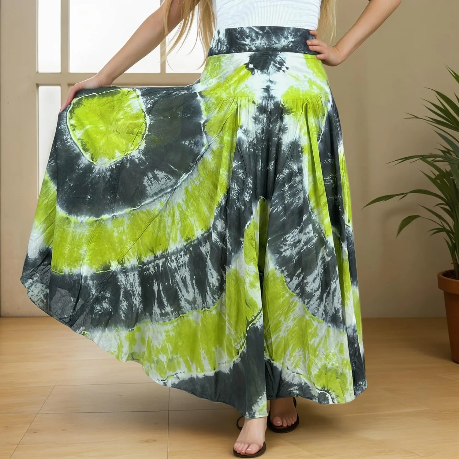 Agan Traders Women's 2025 Summer Tie-dye High Waistband Bohemian Maxi Skirt - A Line Flared Long Skirts for Women