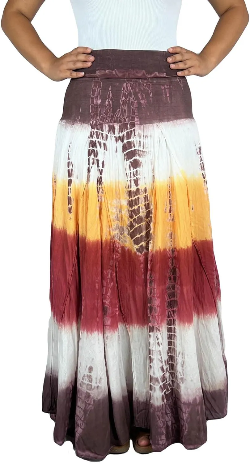 Agan Traders Women's 2025 Summer Tie-dye High Waistband Bohemian Maxi Skirt - A Line Flared Long Skirts for Women
