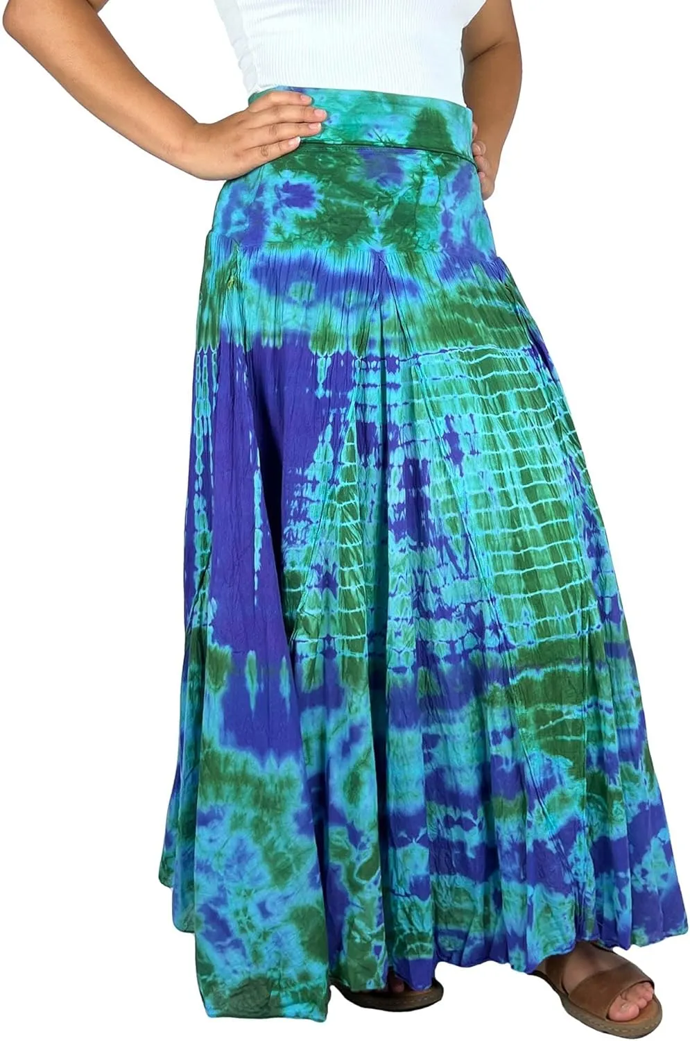 Agan Traders Women's 2025 Summer Tie-dye High Waistband Bohemian Maxi Skirt - A Line Flared Long Skirts for Women