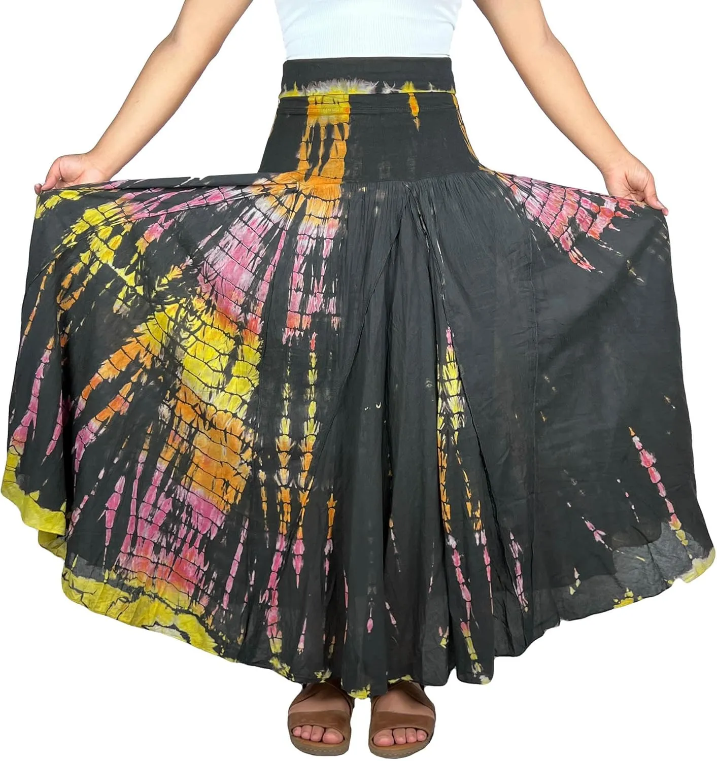 Agan Traders Women's 2025 Summer Tie-dye High Waistband Bohemian Maxi Skirt - A Line Flared Long Skirts for Women