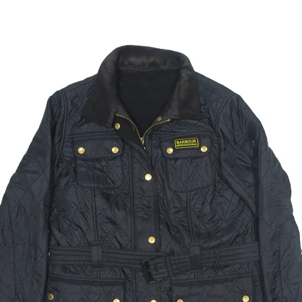 BARBOUR International Quilted Jacket Black Womens UK 16